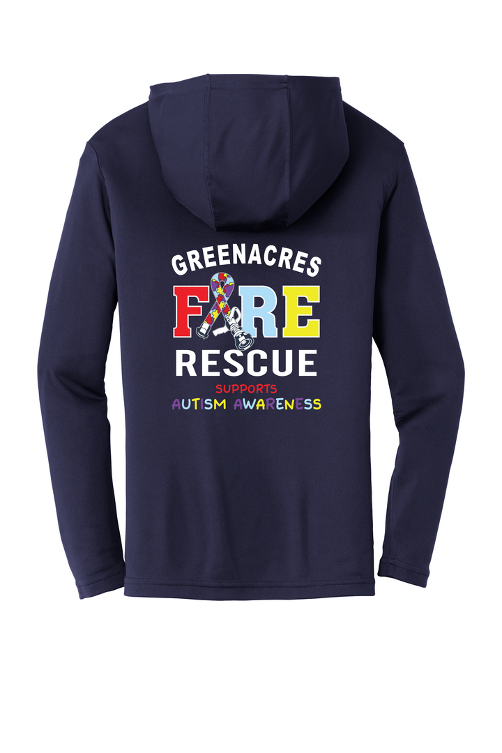 GFR Autism Navy 100% poly  Moisture-wicking Long sleeve hoodie