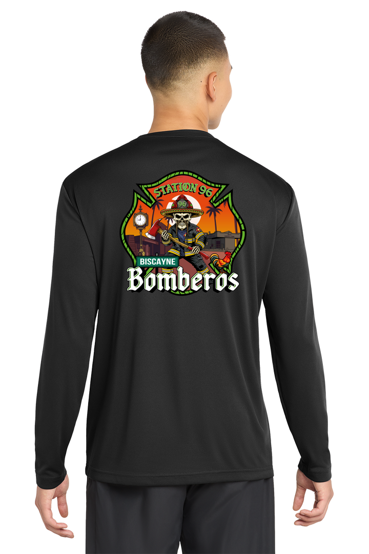 TALL VERSION GFR R96 Bomberos Long Sleeve Black Crew Neck 100% Poly Moisture wicking