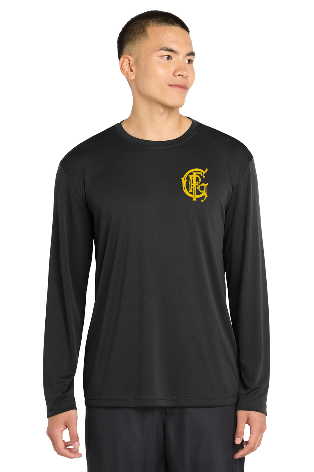 TALL VERSION GFR R95 KRAKEN Long Sleeve Black Crew Neck 100% Poly Moisture wicking