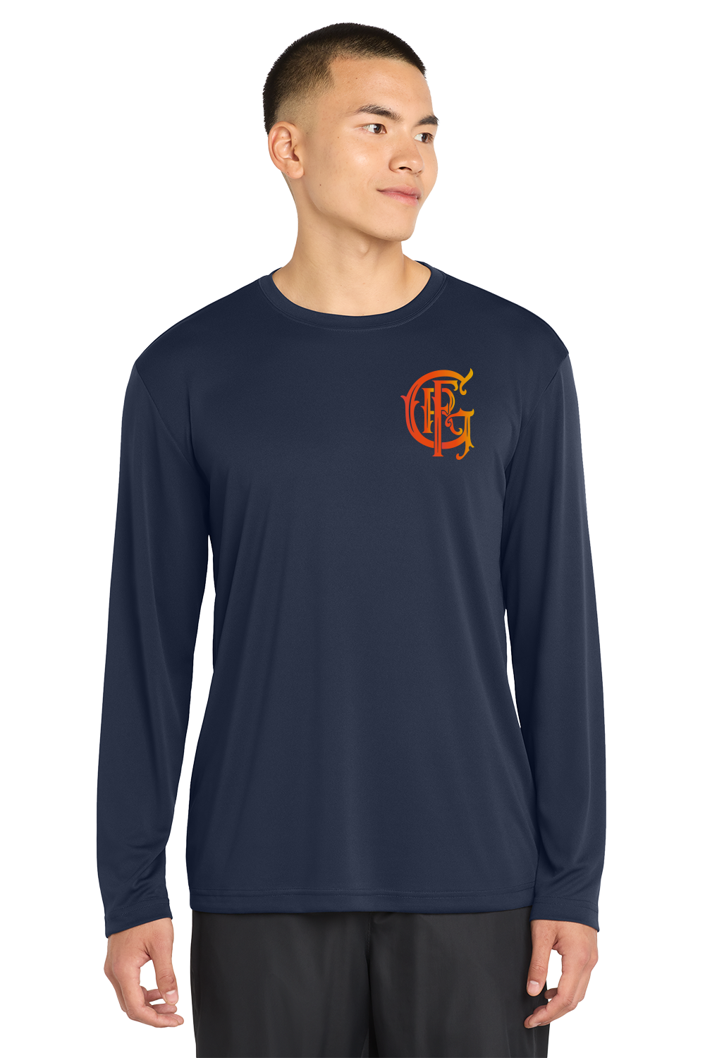TALL VERSION GFR R96 Bomberos Long Sleeve Navy Crew Neck 100% Poly Moisture wicking