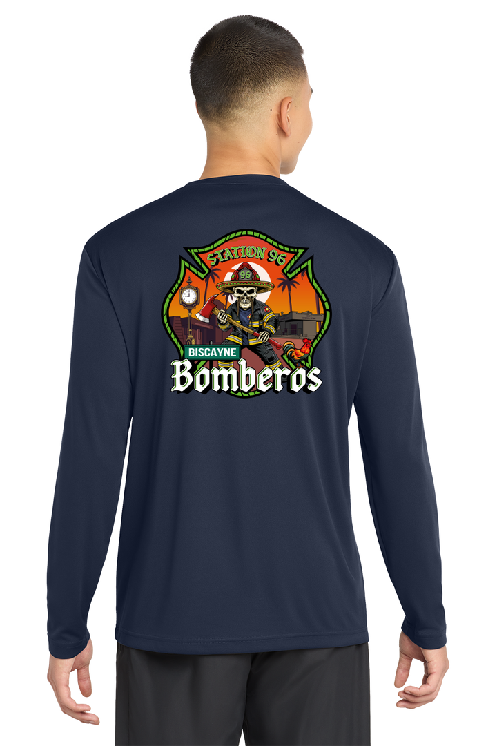 TALL VERSION GFR R96 Bomberos Long Sleeve Navy Crew Neck 100% Poly Moisture wicking