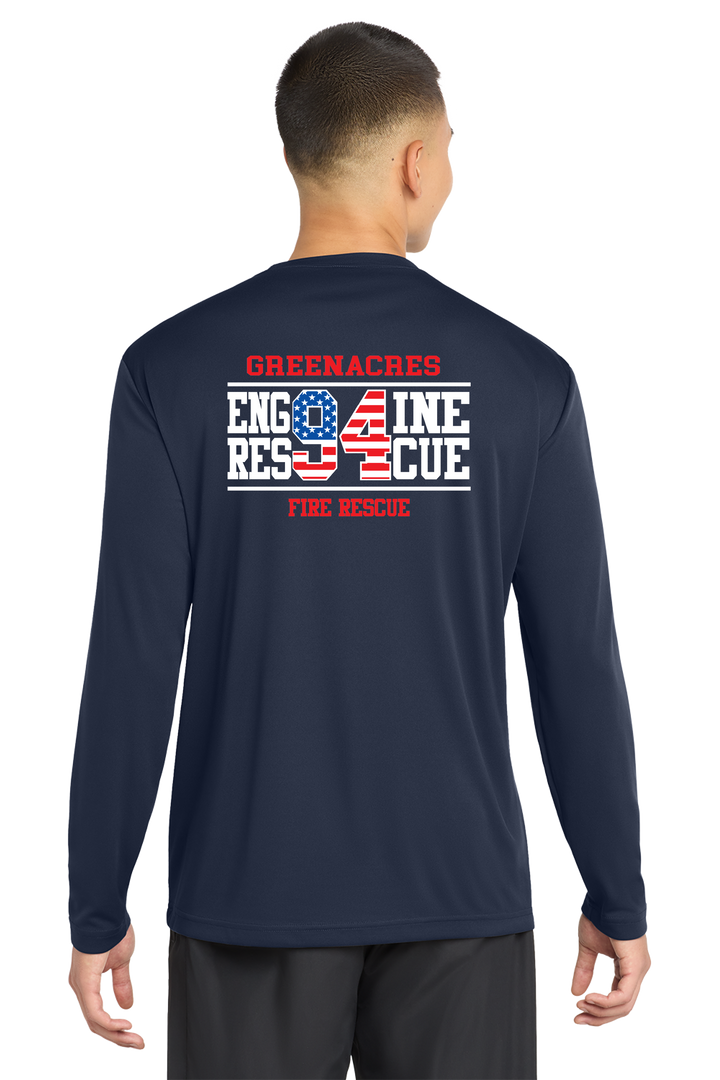 TALL VERSION GFR R94 Flag Long Sleeve Navy Crew Neck 100% Poly Moisture wicking