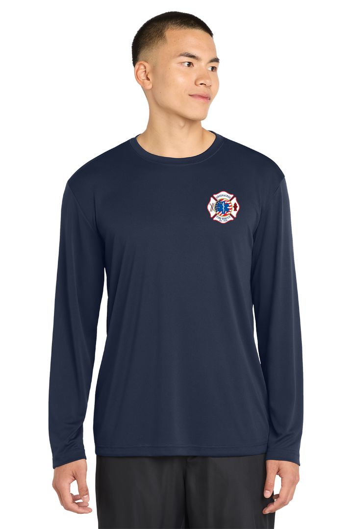 TALL VERSION GFR Autism Long Sleeve NAVY Crew Neck 100% Poly Moisture wicking