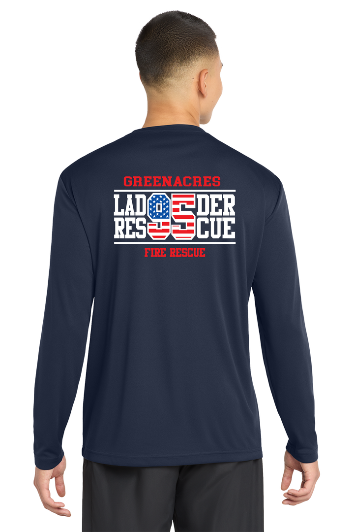 TALL VERSION GFR R95 FLAG Long Sleeve NAVY Crew Neck 100% Poly Moisture wicking