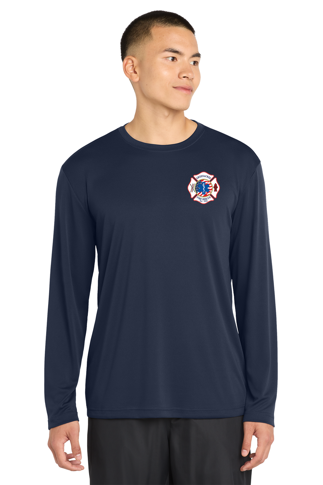 TALL VERSION GFR R95 FLAG Long Sleeve NAVY Crew Neck 100% Poly Moisture wicking