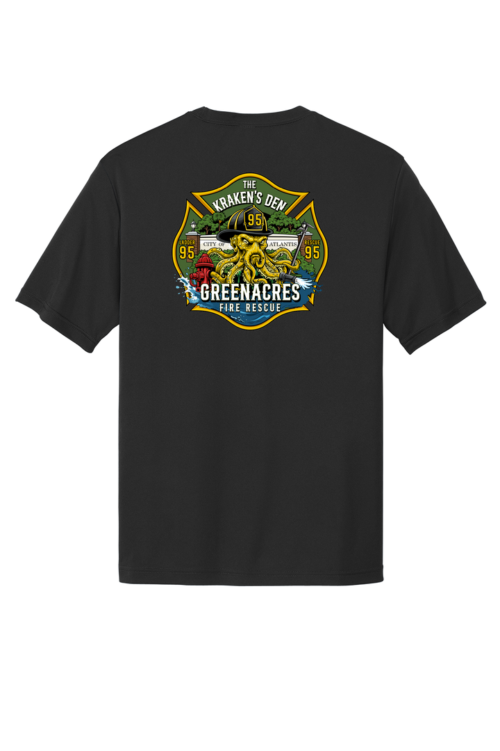 TALL VERSION R95 Flag Black Moisture Wicking 100% Poly Short Sleeve Crew Neck