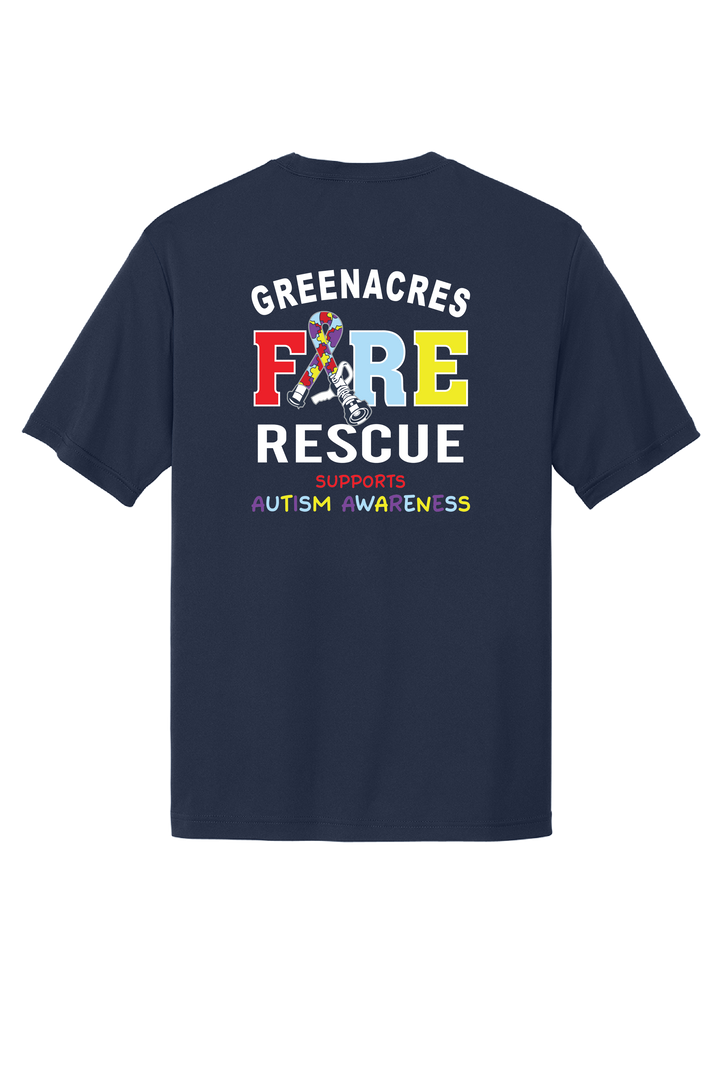 TALL VERSION GFR Autism Wicking 100% Poly Short Sleeve Crew Neck Navy