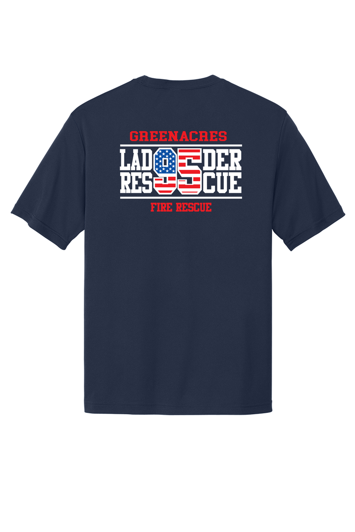 TALL VERSION R95 Flag Navy Moisture Wicking 100% Poly Short Sleeve Crew Neck