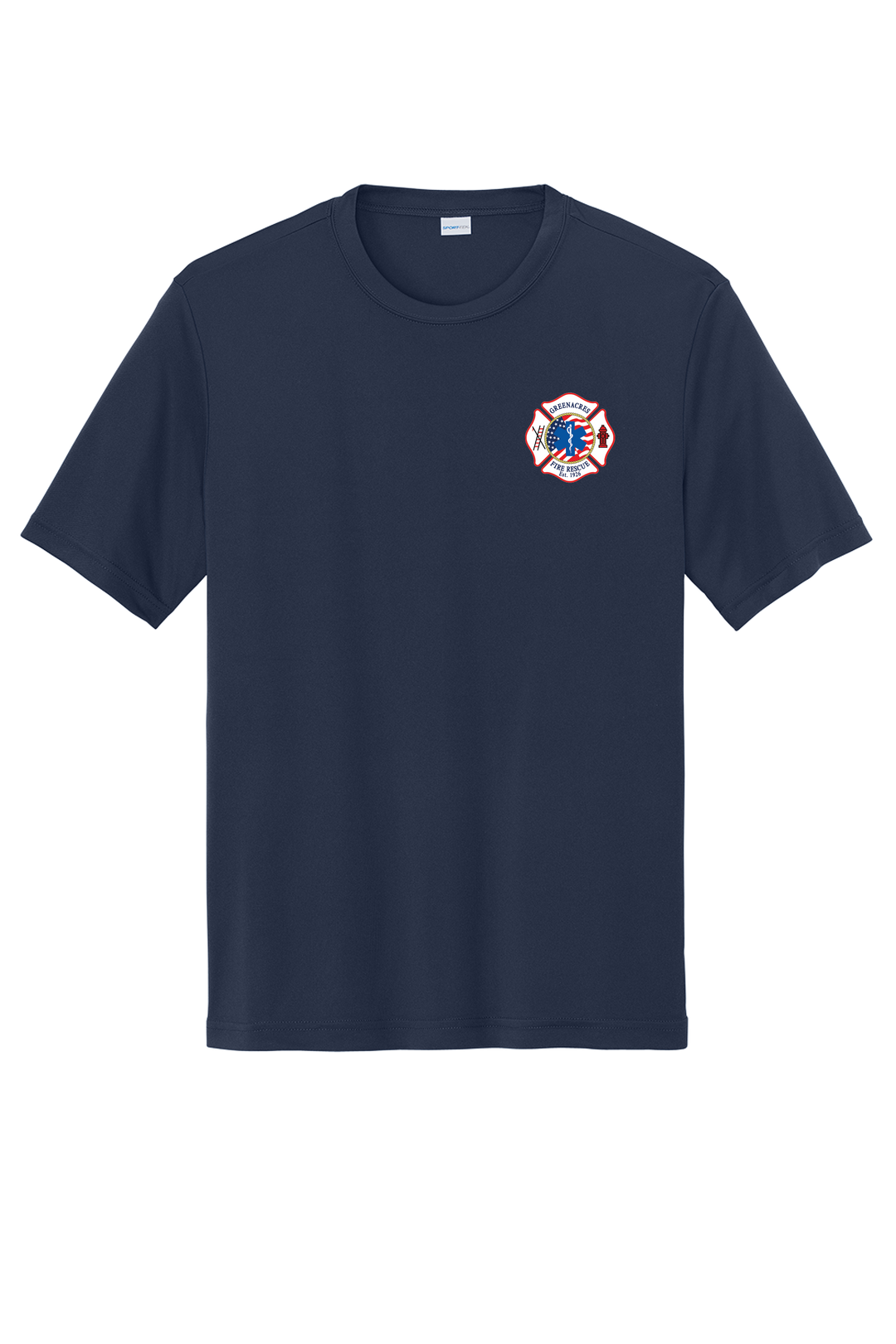 TALL VERSION R95 Flag Navy Moisture Wicking 100% Poly Short Sleeve Crew Neck