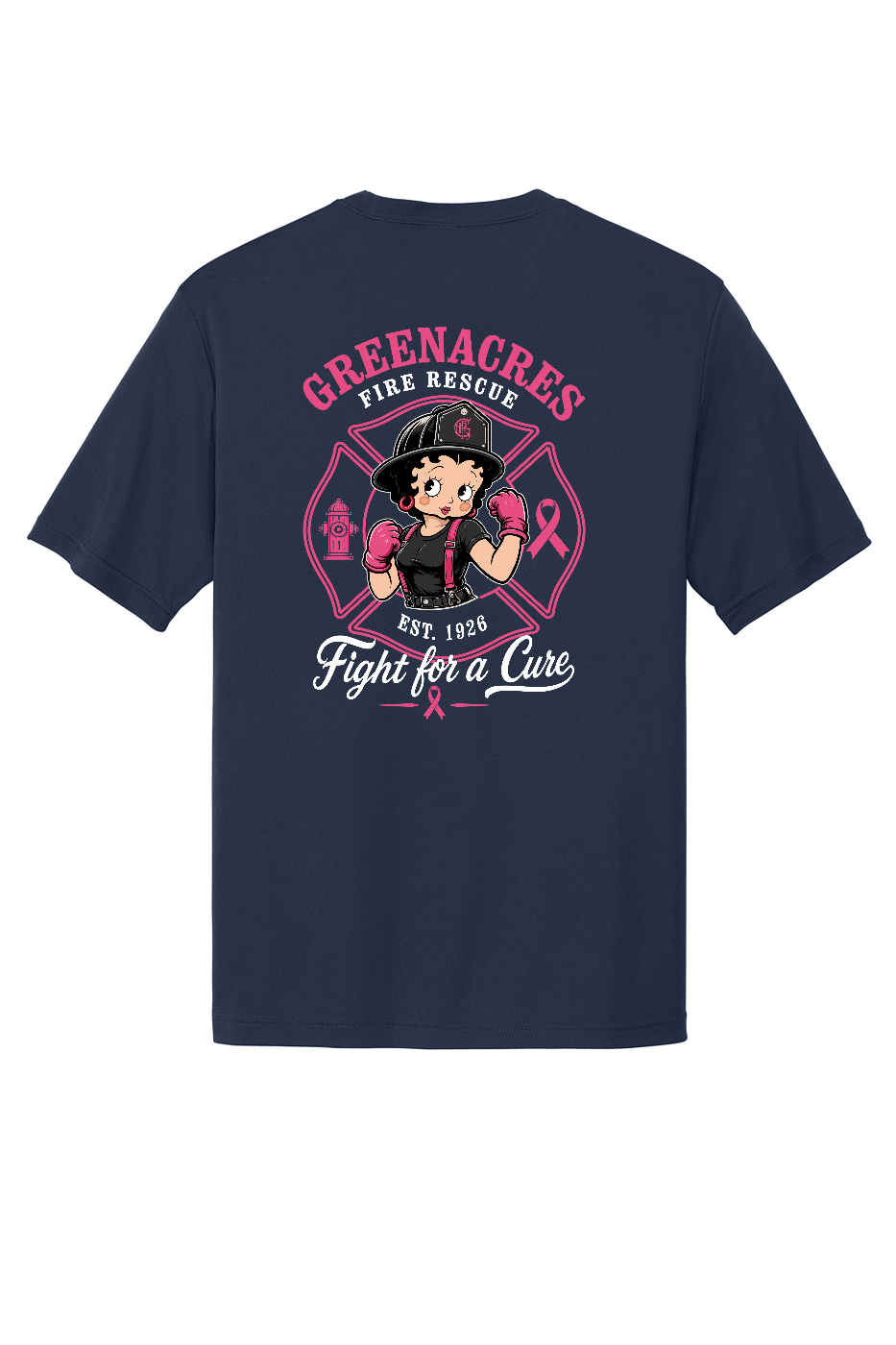 Tall GFR Breast Cancer Awareness 2026 Betty Boop moisture wicking shirt back Navy TST350