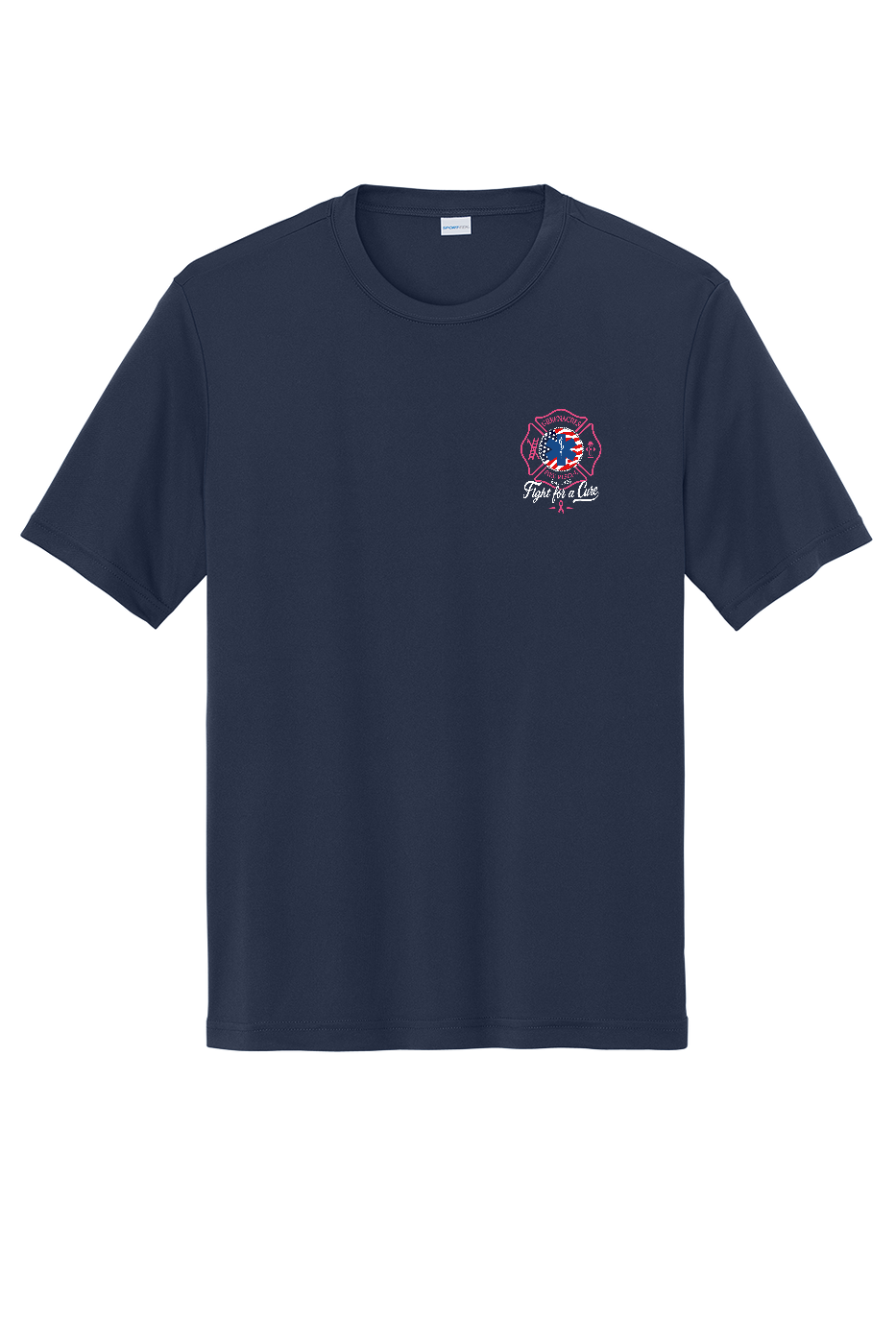 Tall GFR Breast Cancer Awareness 2026 moisture wicking shirt front Navy TST350