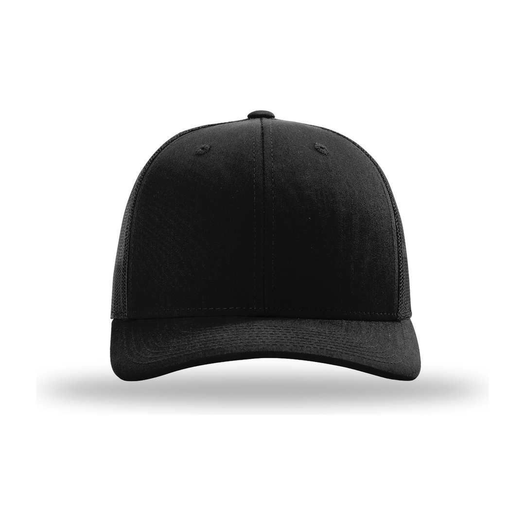 Custom embroidered cap - Richardson 112 black trucker cap ready for your logo
