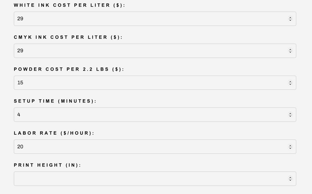 DTF Cost Calculator Subscription