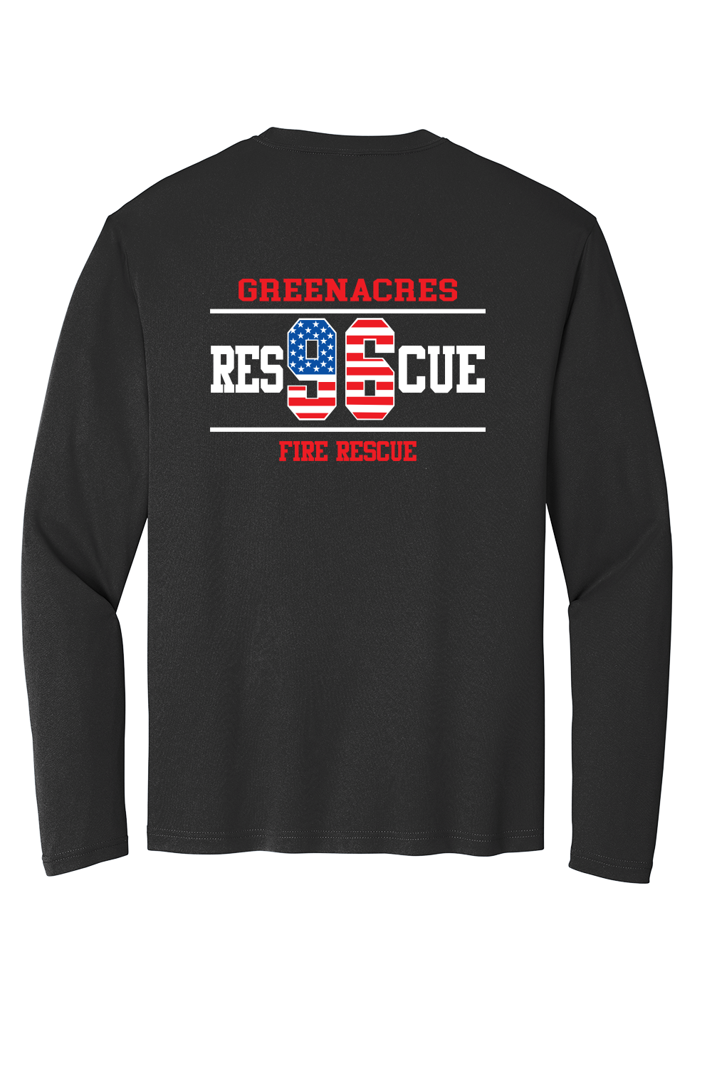 GFR R96 Flag Design Greenacres R96 Flag Design ST350LS 100% Polyester Moisture Wicking Long Sleeve Crewneck