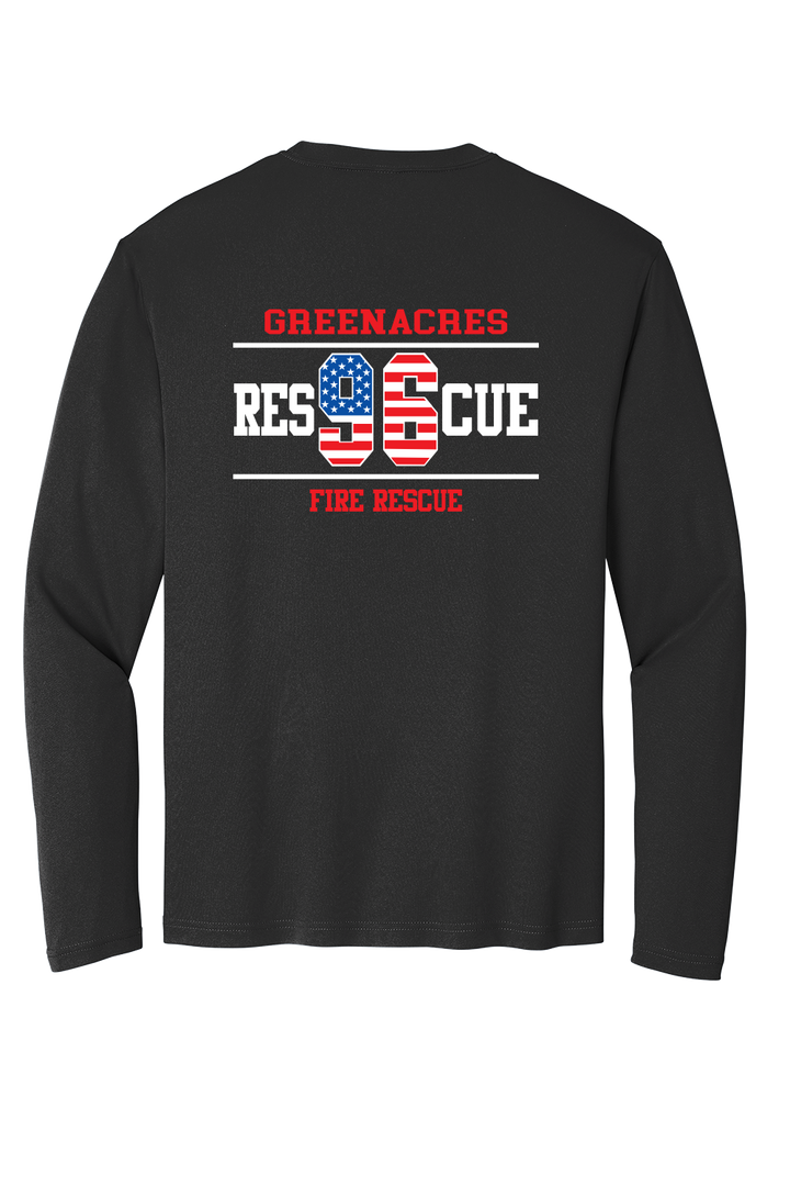 GFR R96 Flag Design Greenacres R96 Flag Design ST350LS 100% Polyester Moisture Wicking Long Sleeve Crewneck