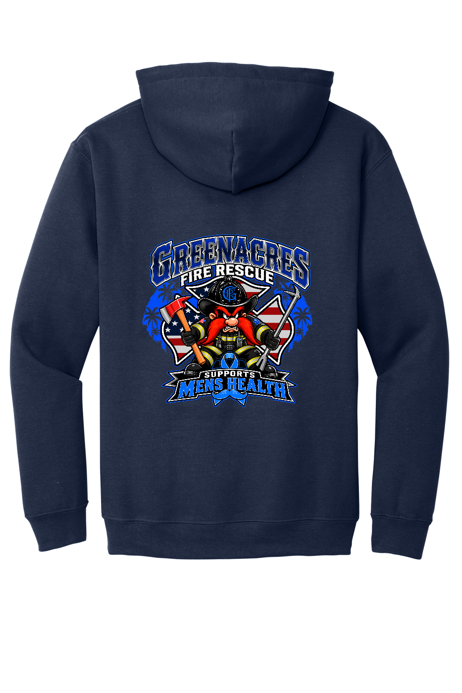 GFR November Men's Health Month 2026 hoodie back Navy Gildan 18500
