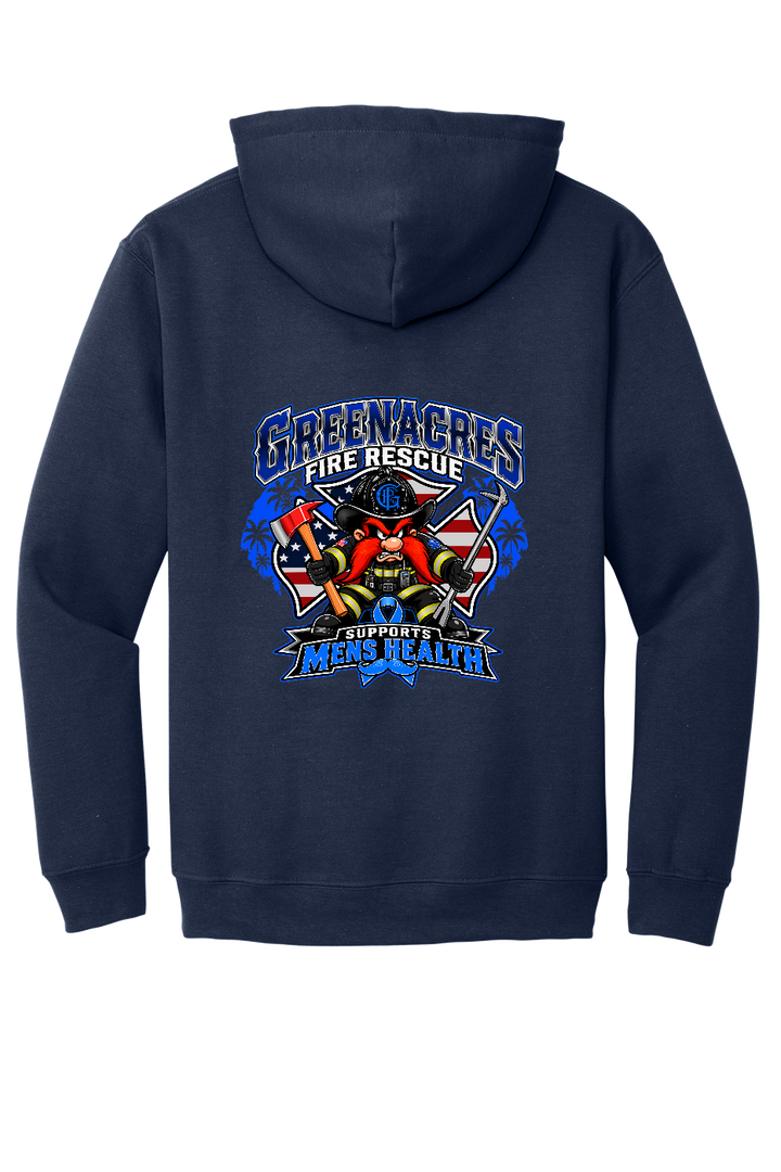 GFR November Men's Health Month 2026 hoodie back Navy Gildan 18500