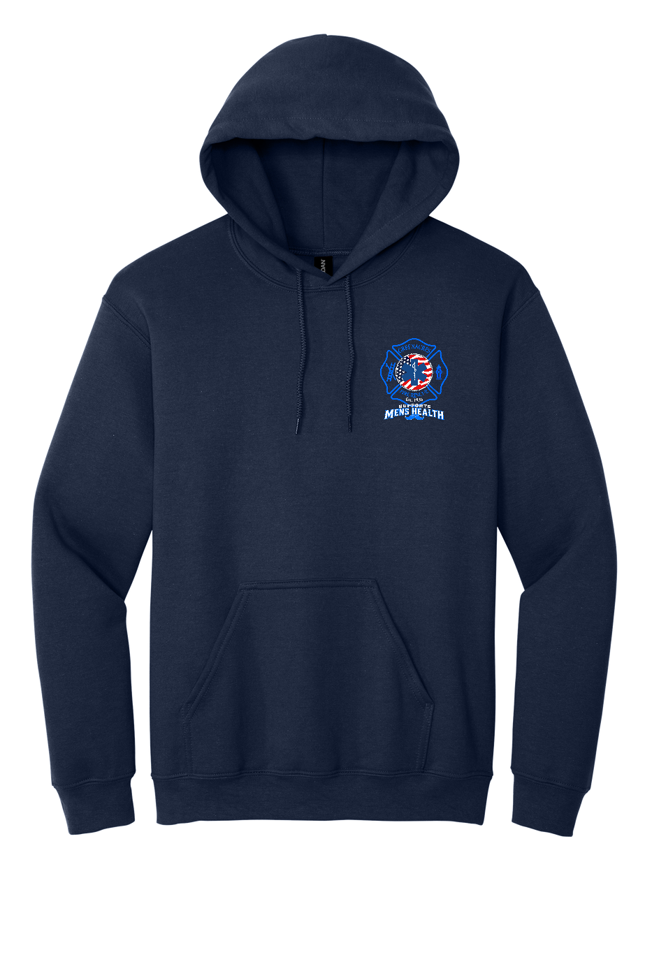 GFR November Men's Health Month 2026 hoodie front left chest Navy Gildan 18500