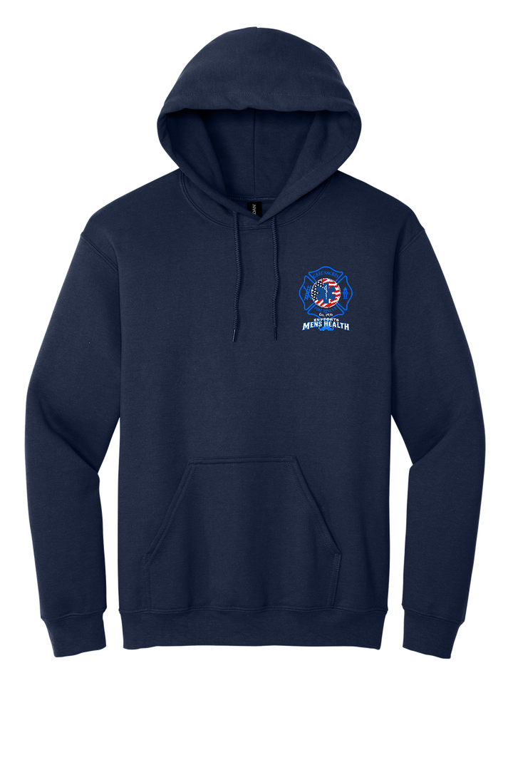 GFR November Men's Health Month 2026 hoodie front left chest Navy Gildan 18500