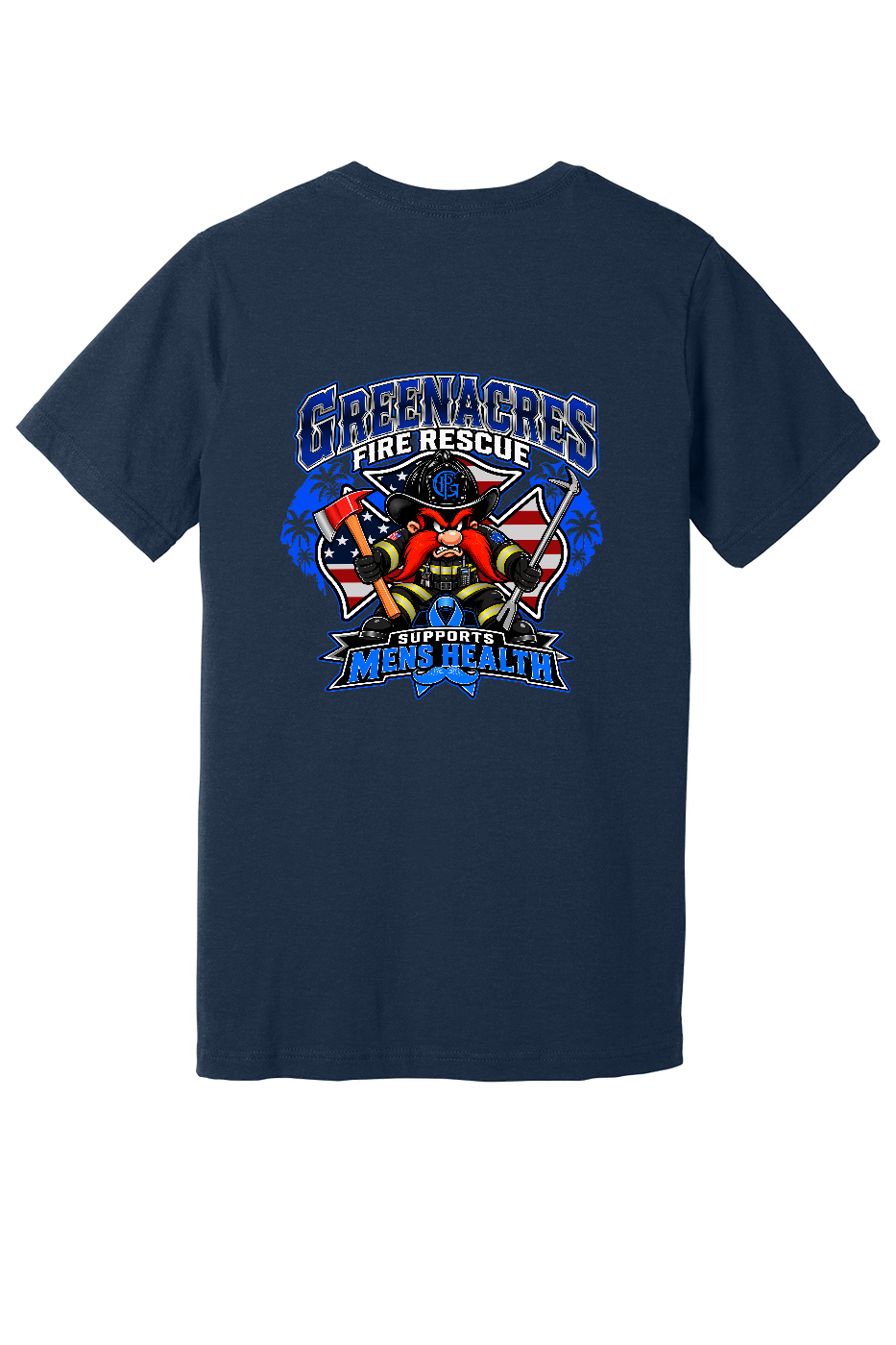GFR November Men's Health Month 2026 shirt back Navy Bella Canvas 3001CVC