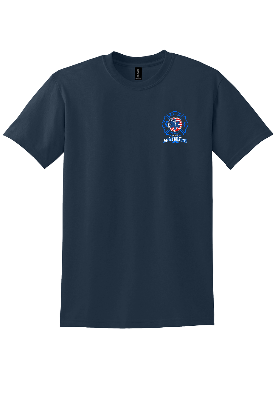 GFR November Men's Health Month 2026 shirt front left chest Navy Gildan 8000