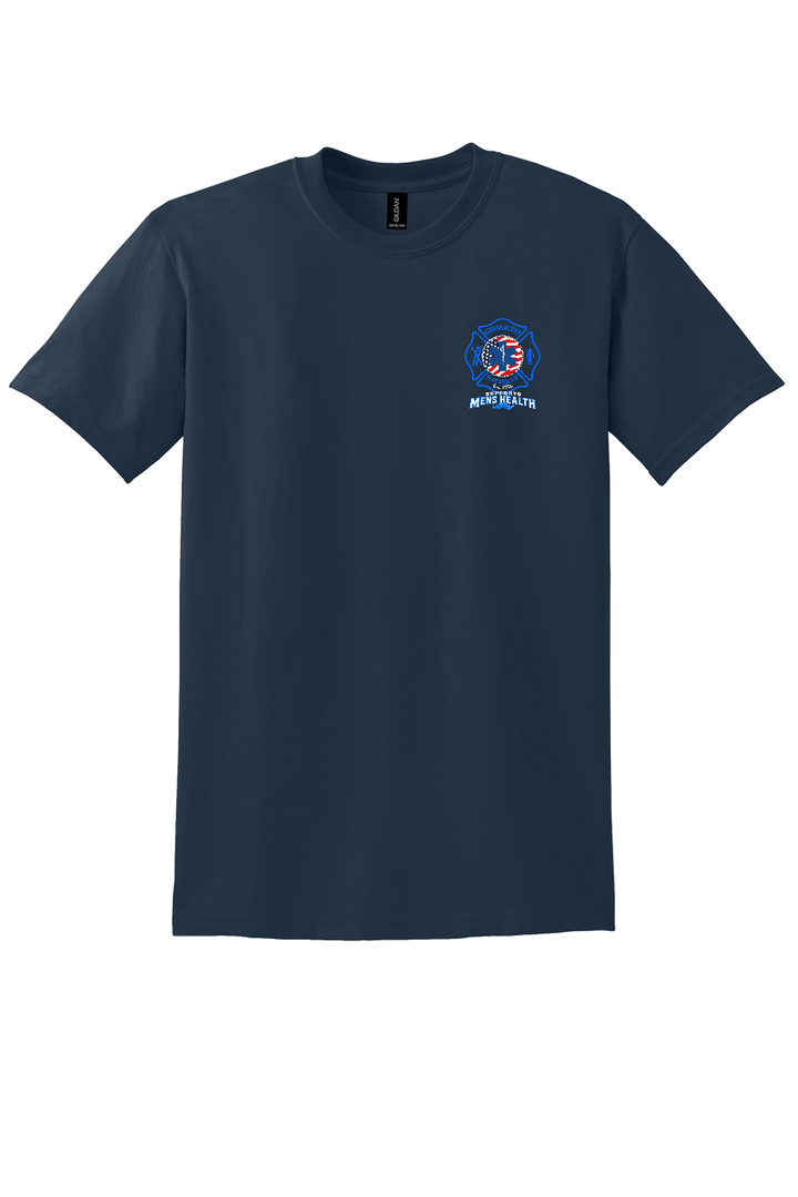 GFR November Men's Health Month 2026 shirt front left chest Navy Gildan 8000