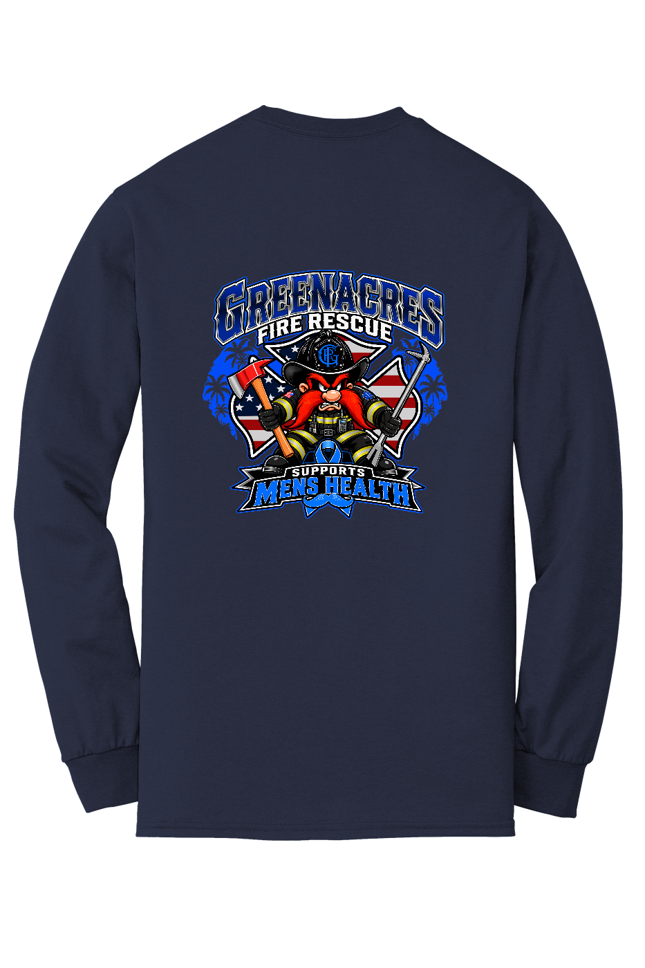 GFR November Men's Health Month 2026 long sleeve back Navy Gildan 8400