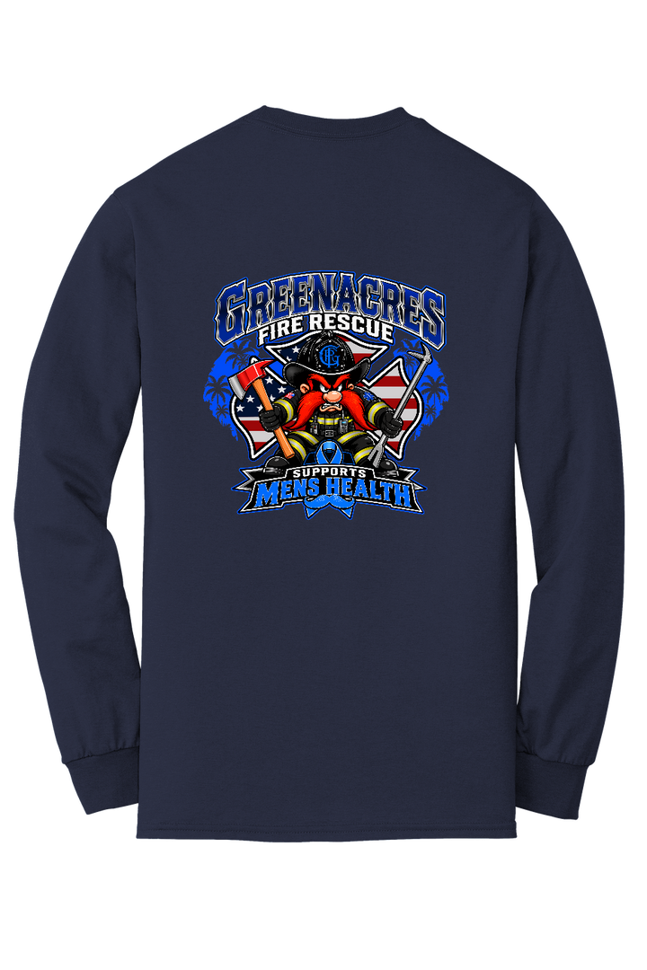 GFR November Men's Health Month 2026 long sleeve back Navy Gildan 8400