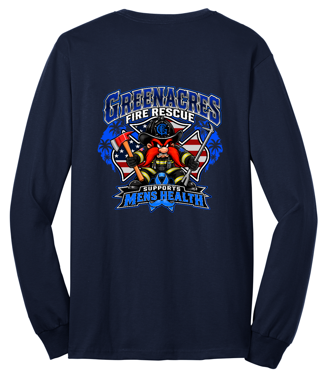 Tall GFR November Men's Health Month 2026 long sleeve back Navy Port and Company PC55LST