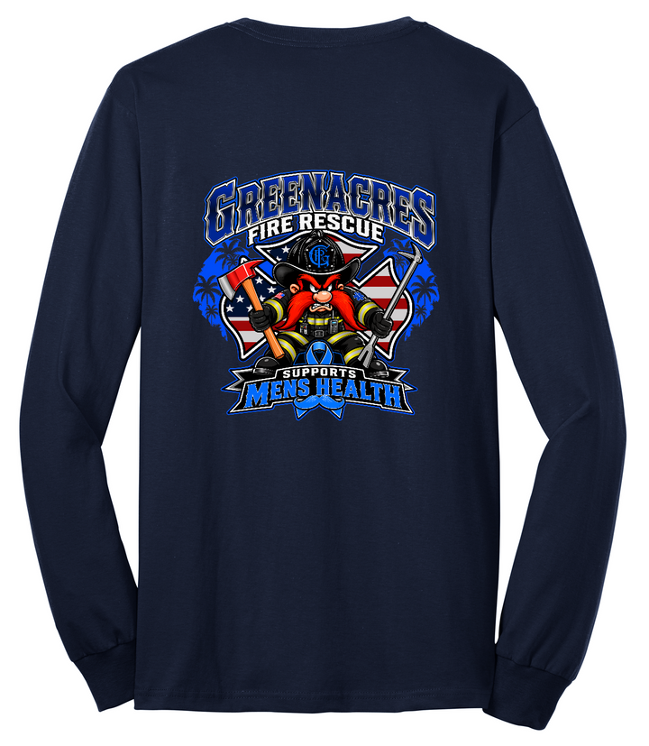 Tall GFR November Men's Health Month 2026 long sleeve back Navy Port and Company PC55LST