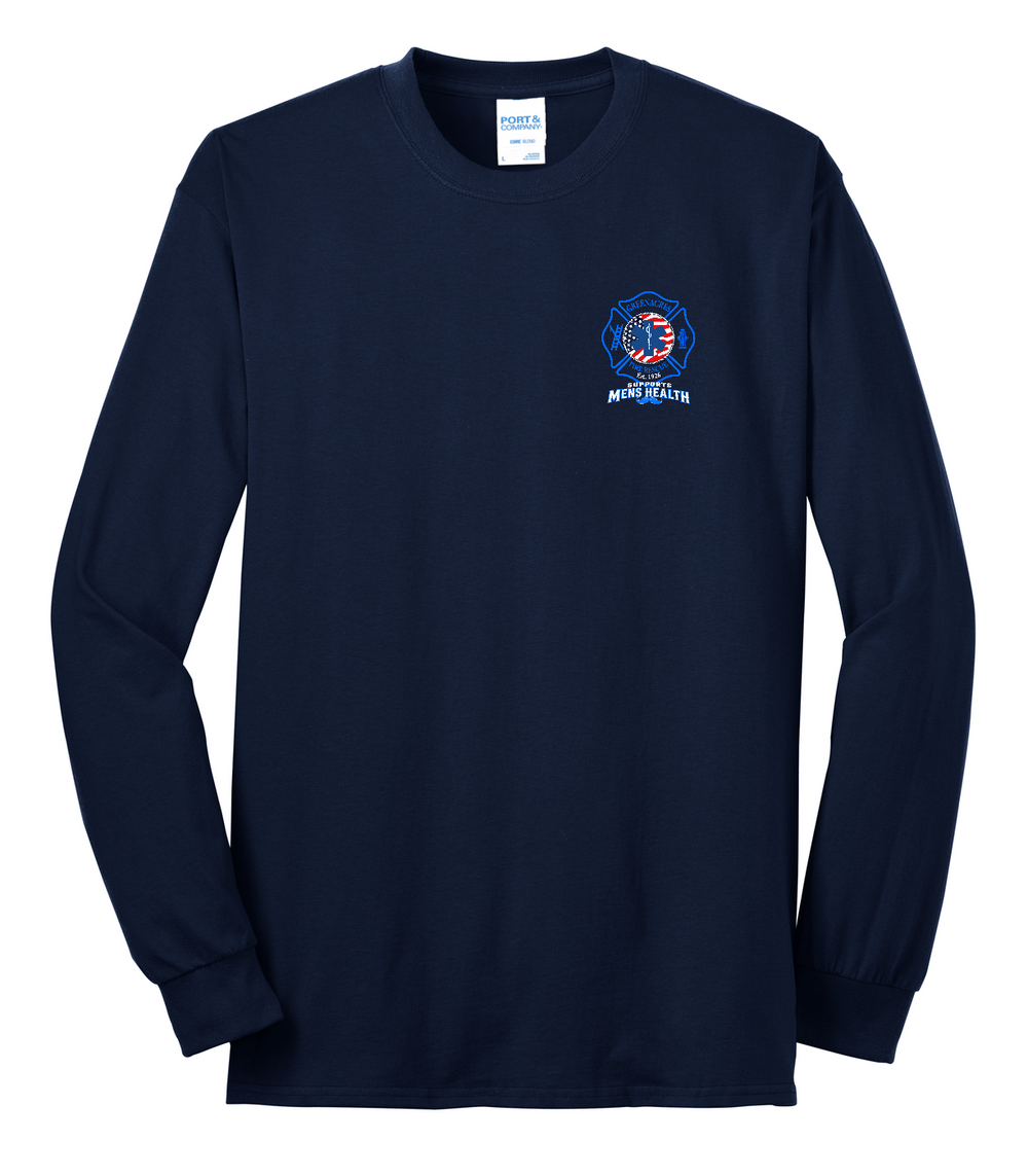 Tall GFR November Men's Health Month 2026 long sleeve front left chest Navy Port and Company PC55LST