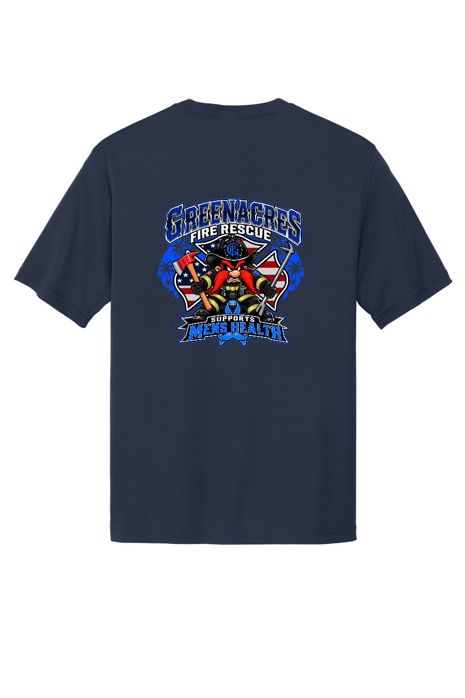 GFR November Men's Health Month 2026 moisture wicking shirt back Navy Sport-Tek ST350