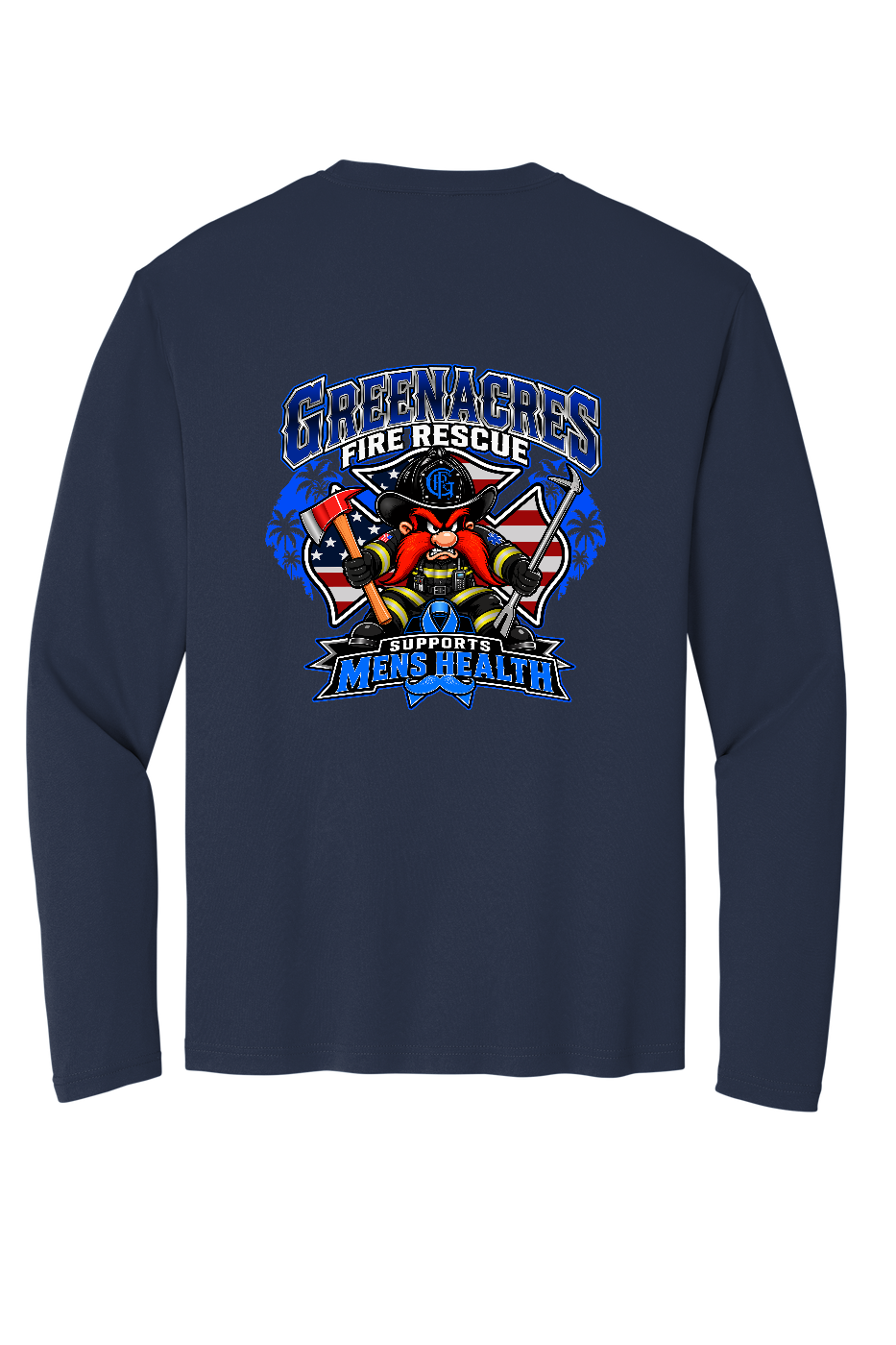 GFR November Men's Health Month 2026 moisture wicking long sleeve back Navy Sport-Tek ST350LS