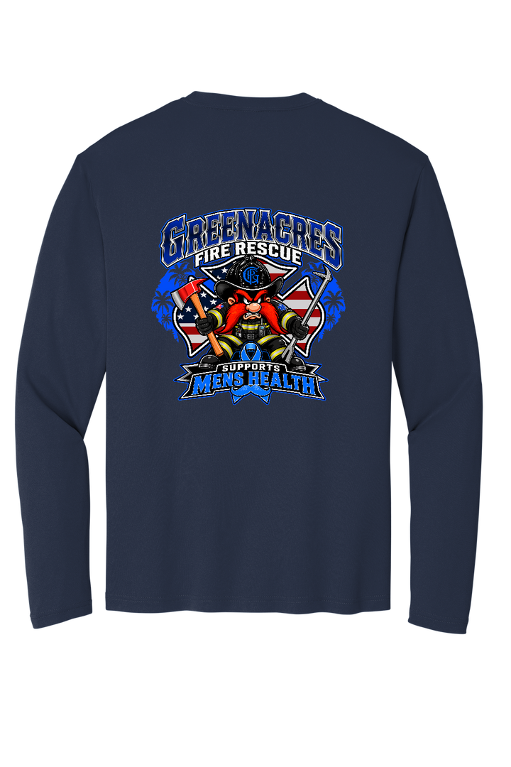 GFR November Men's Health Month 2026 moisture wicking long sleeve back Navy Sport-Tek ST350LS