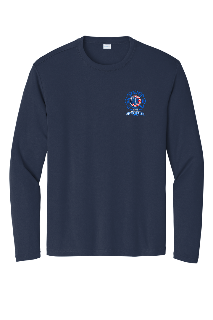 GFR November Men's Health Month 2026 moisture wicking long sleeve front left chest Navy Sport-Tek ST350LS