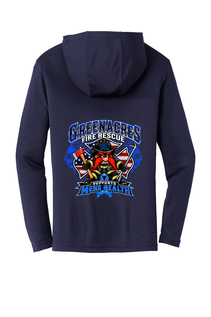 GFR November Men's Health Month 2026 moisture wicking hoodie back Navy Sport-Tek ST358