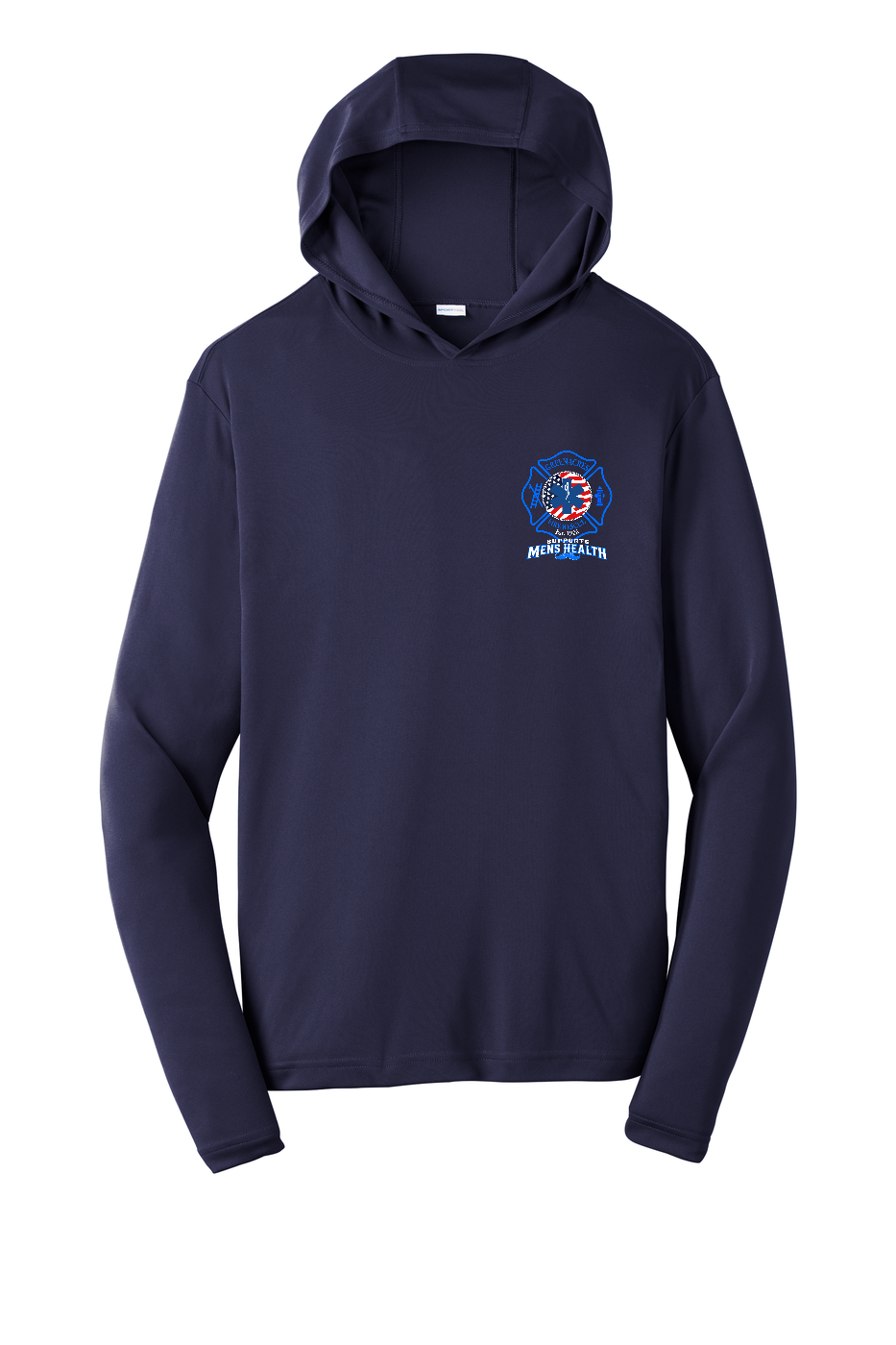 GFR November Men's Health Month 2026 moisture wicking hoodie front left chest Navy Sport-Tek ST358
