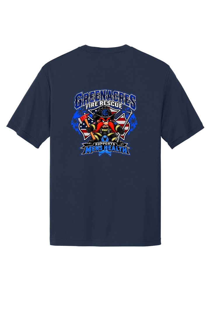 Tall GFR November Men's Health Month 2026 moisture wicking shirt back Navy Sport-Tek TST350
