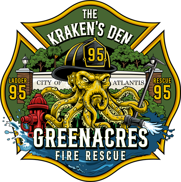 GFR Kraken's Den Ladder 95 Rescue 95 Decal | 3.5 Inch Greenacres Fire Rescue Sticker