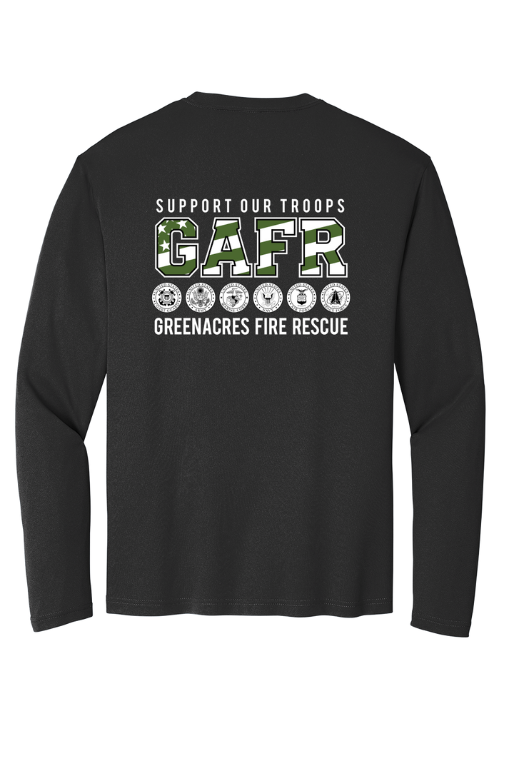 Tall Version GFR Memorial Day Long Sleeve Black Crew Neck 100% Poly Moisture Wicking