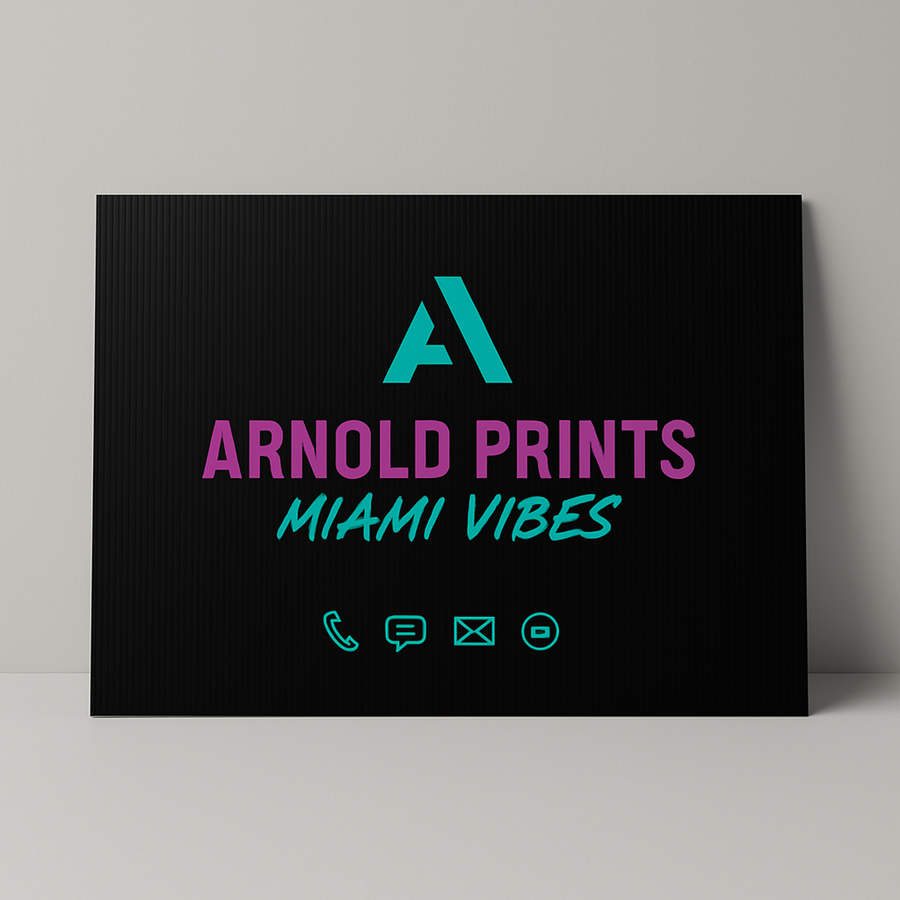 Horizontal black corrugated yard sign without a stake