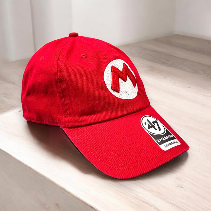 Mario Brothers M Puff red D slider soft twill cap 47 Dad Cap