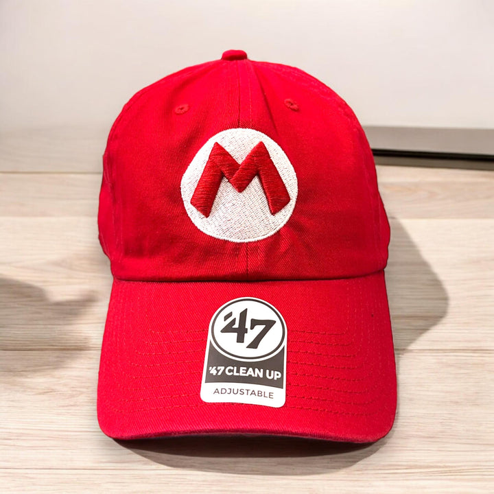 Mario Brothers M Puff red D slider soft twill cap 47 Dad Cap