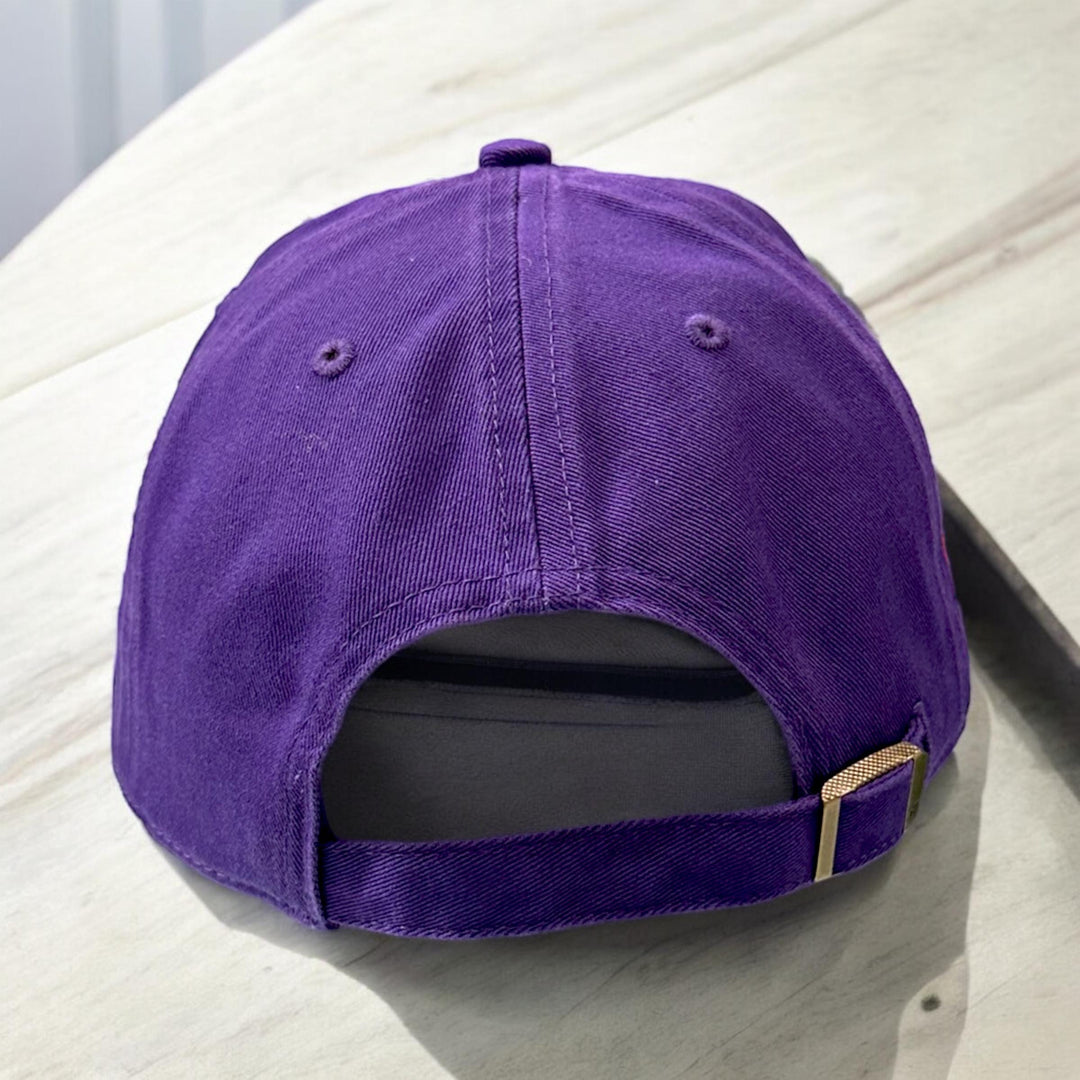 Waluigi Upside down L Puff Purple D slider soft twill cap 47 Dad Cap