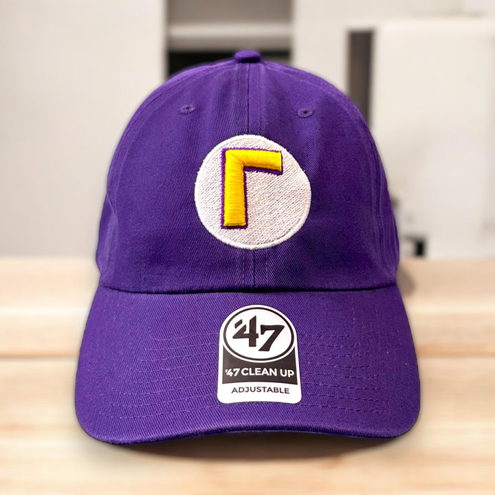 Waluigi Upside down L Puff Purple D slider soft twill cap 47 Dad Cap