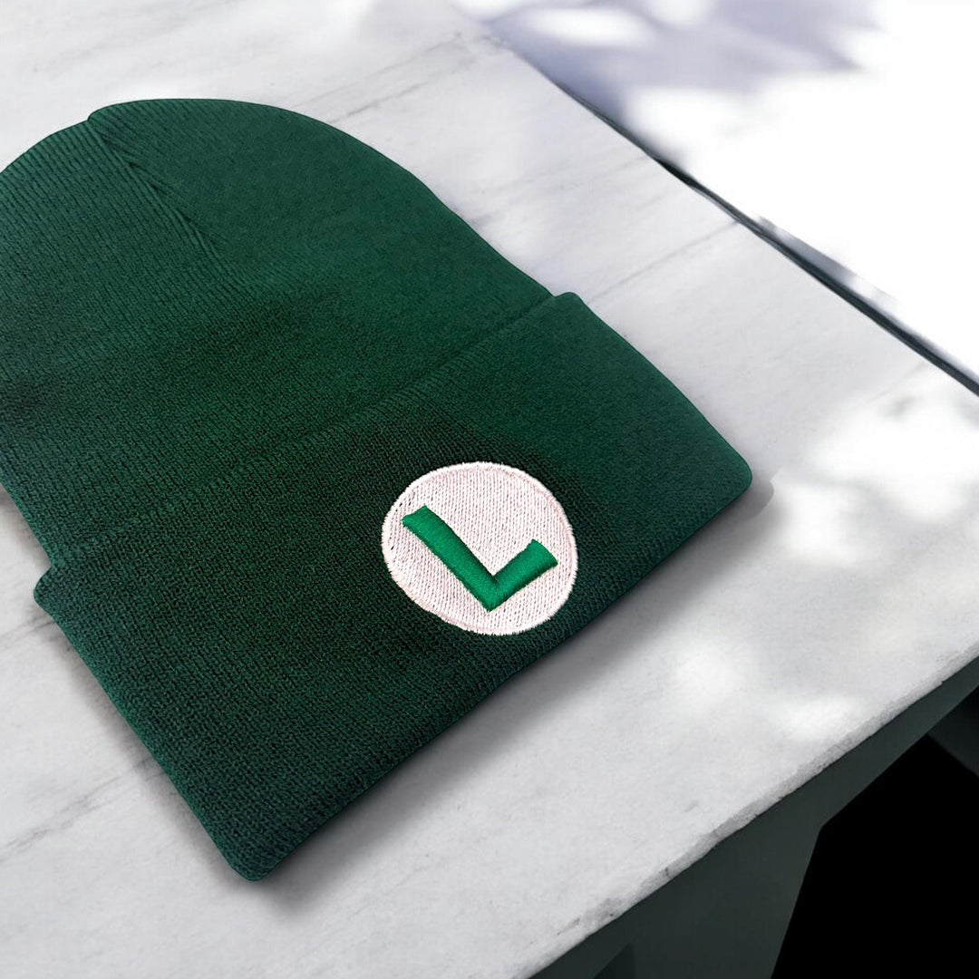 Luigi-Inspired Green 3D Puff ‘L Beanie with Flip - Gamer Hat for Cosplay & Everyday Wear