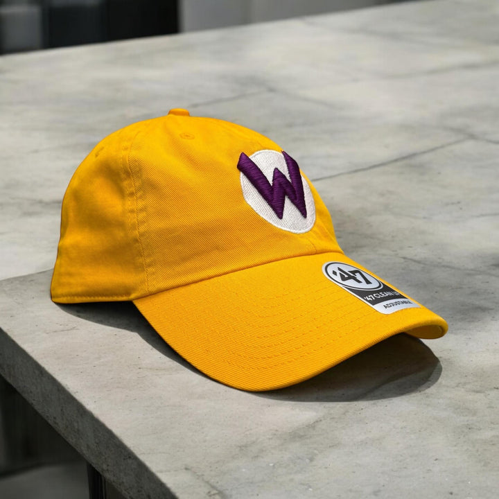 Wario  W Puff Yellow D slider soft twill cap 47 Dad Cap