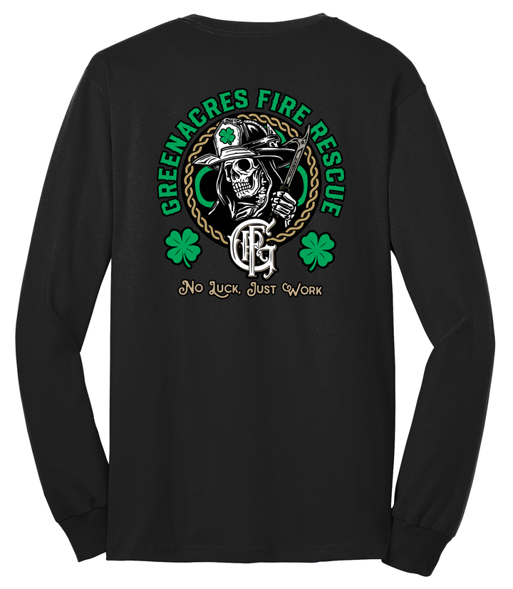 TALL VERSION GFR St. Patrick's Day  DryBlend 50/50 Long Sleeve Crew Neck Tall Black