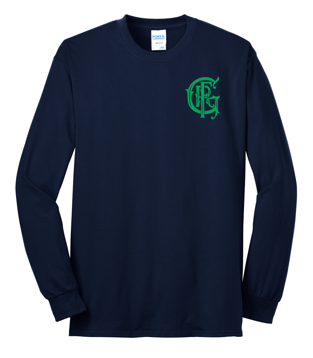 TALL VERSION GFR St. Patrick's Day Gildan DryBlend 50/50 Long Sleeve Crew Neck Tall Navy
