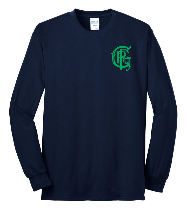 TALL VERSION GFR St. Patrick's Day Gildan DryBlend 50/50 Long Sleeve Crew Neck Tall Navy
